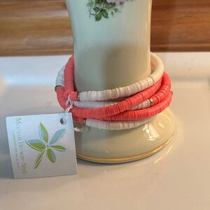 Coral and White Bracelet Set